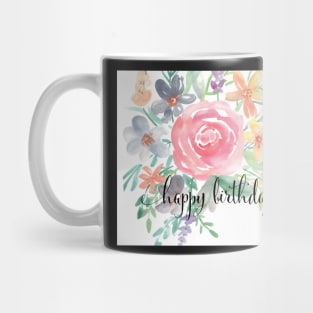 Watercolor Floral Bouquet Birthday Card | Greeting card Mug